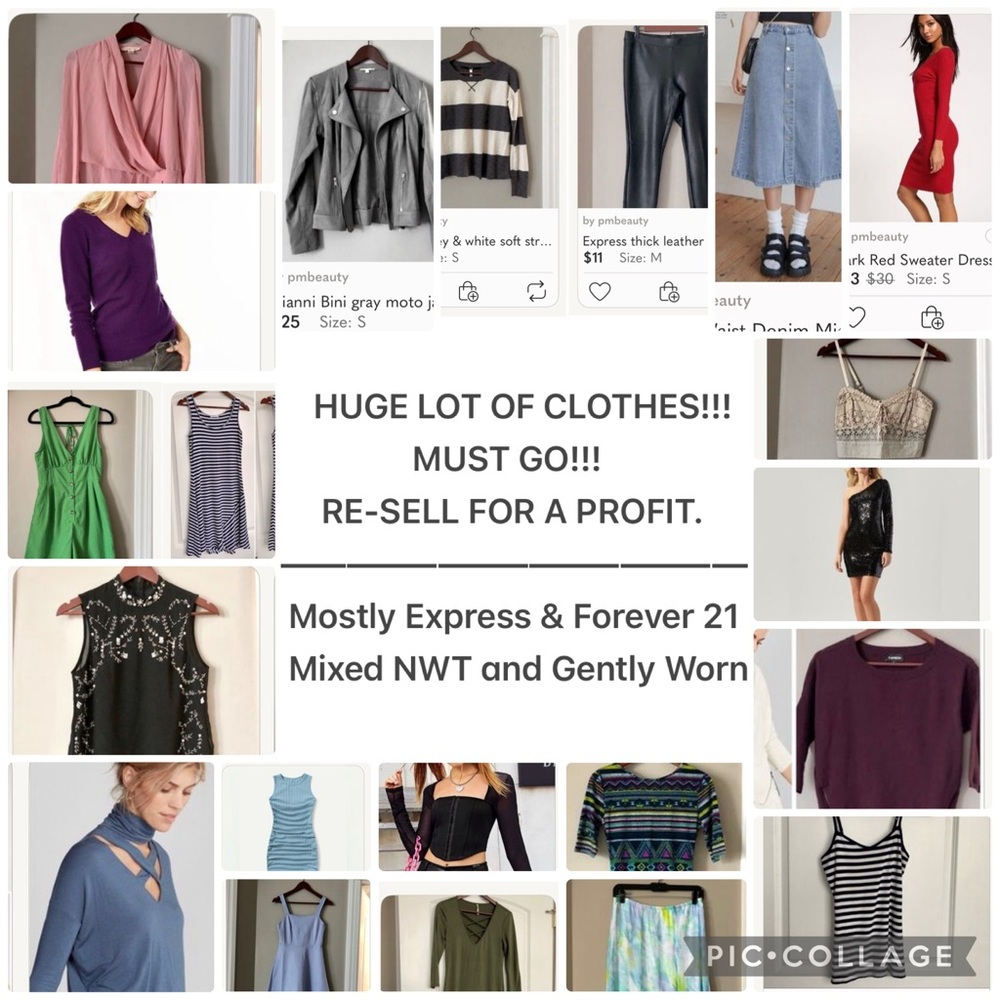 Bundle of 28 Pcs Clothing dresses tops skirts Express American Eagle Forever 21